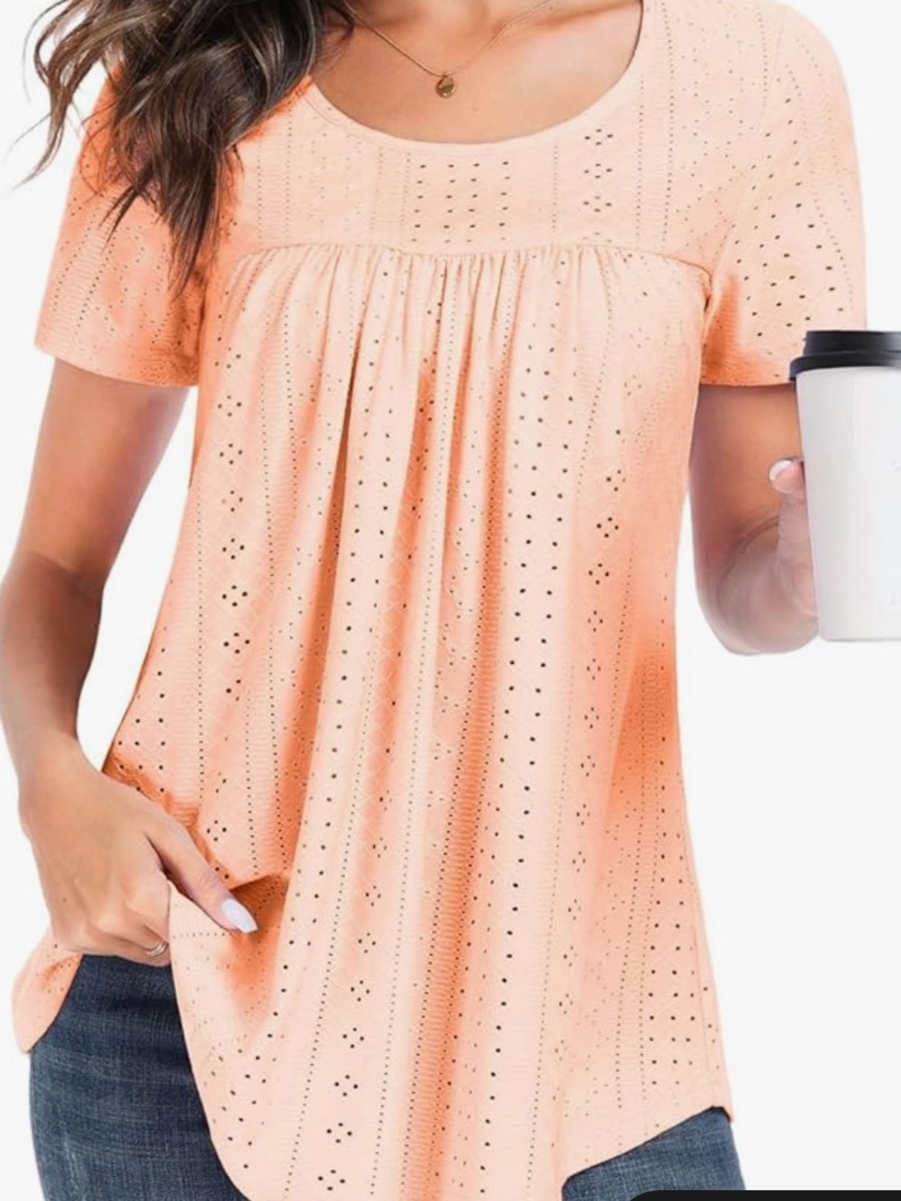 Peach Eyelet Women's Top 2xl